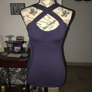 LULULEMON NAVY RACERBACK WITH SPORTS BRA INSERT